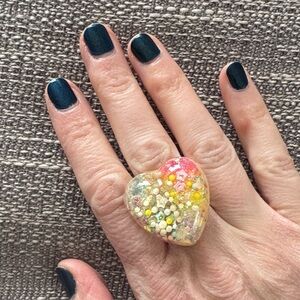Resin Handmade Rainbow Heart Ring